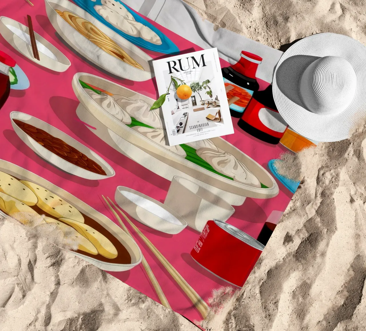 Cena con pentola calda telo mare da Muse Artworks