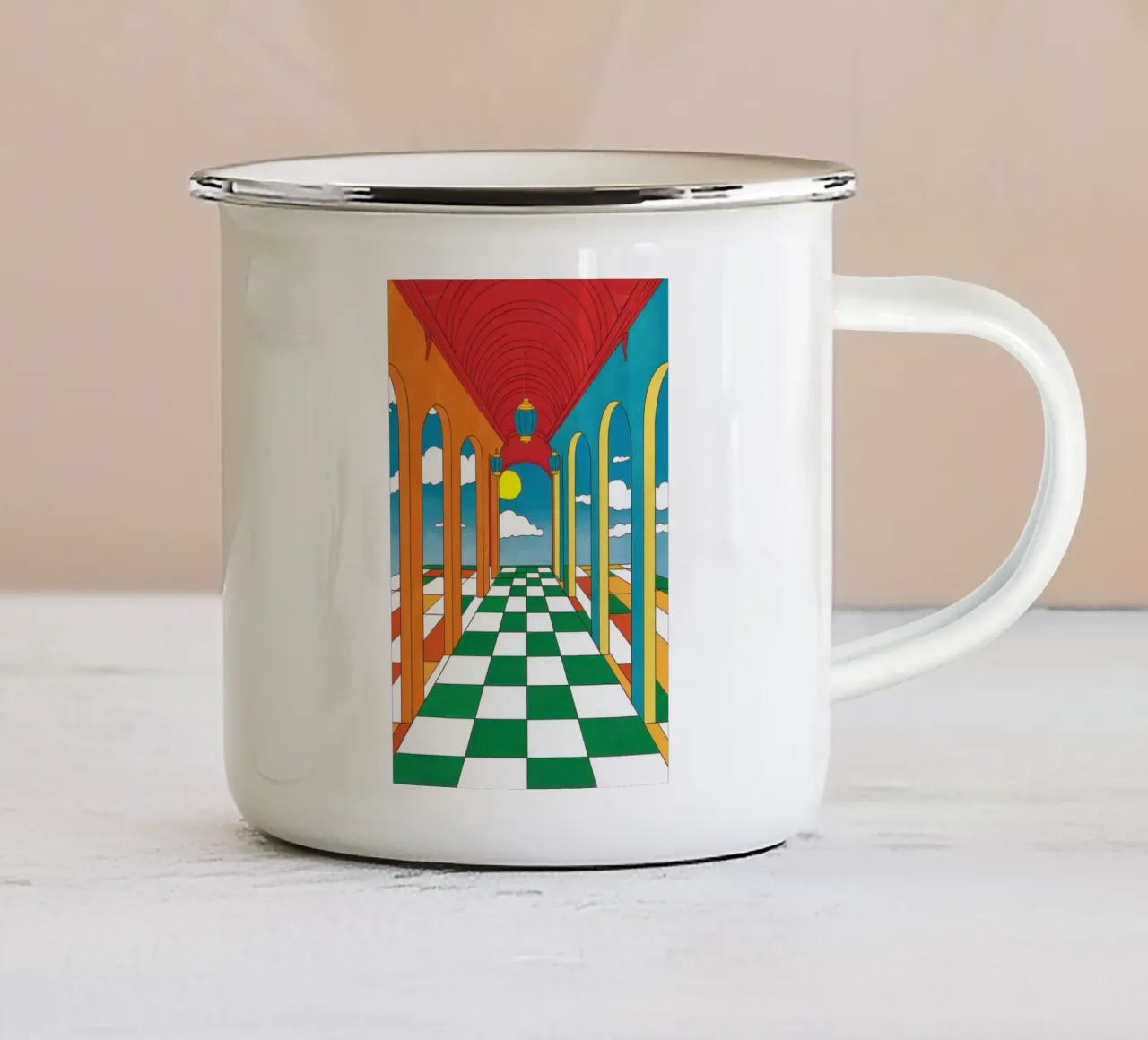 Dama arancione ad arco tazza in smalto da Pale Aura