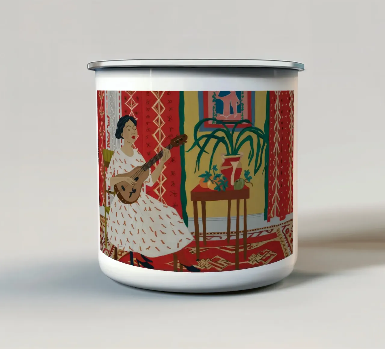 Chitarrista Sala Rossa tazza in smalto da Stone Decade