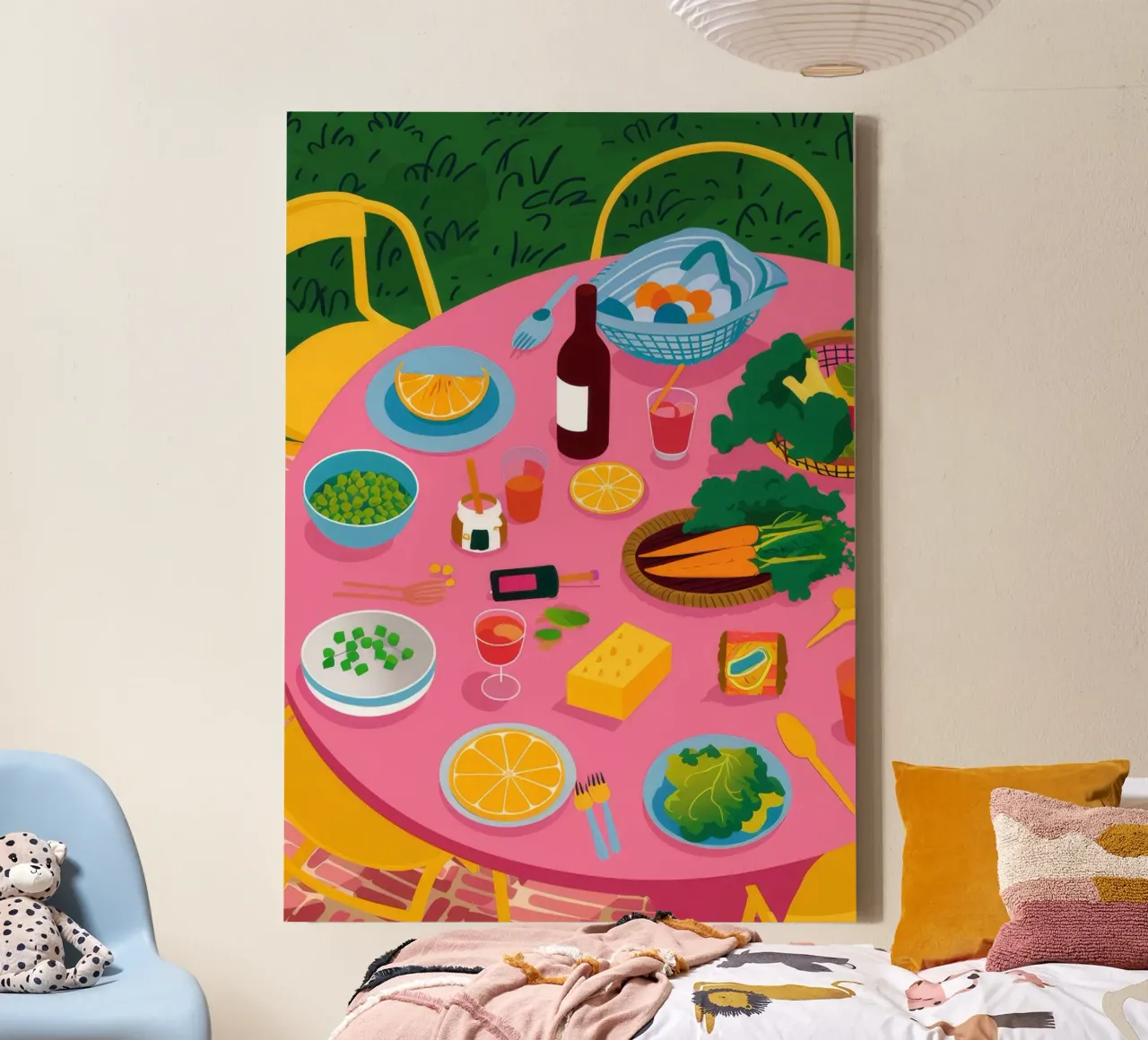 Tavolo rosa Pranzo in giardino tela con Cornice a cassetta da Muse Artworks