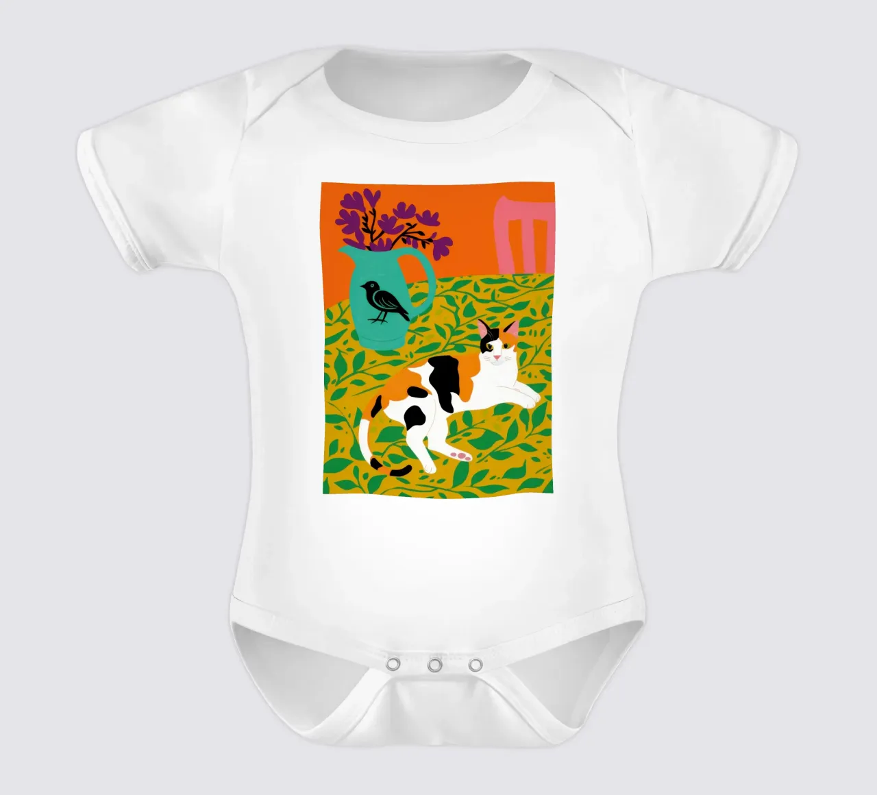 Calico Cat Bird body neonato maniche corte da Marigold Tiga