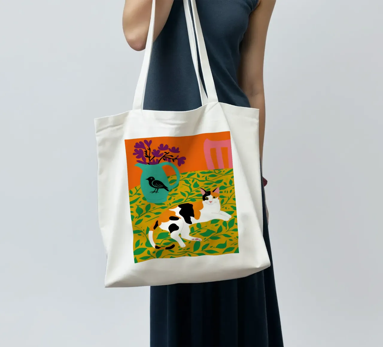 Calico Cat Bird borsa in juta da Marigold Tiga