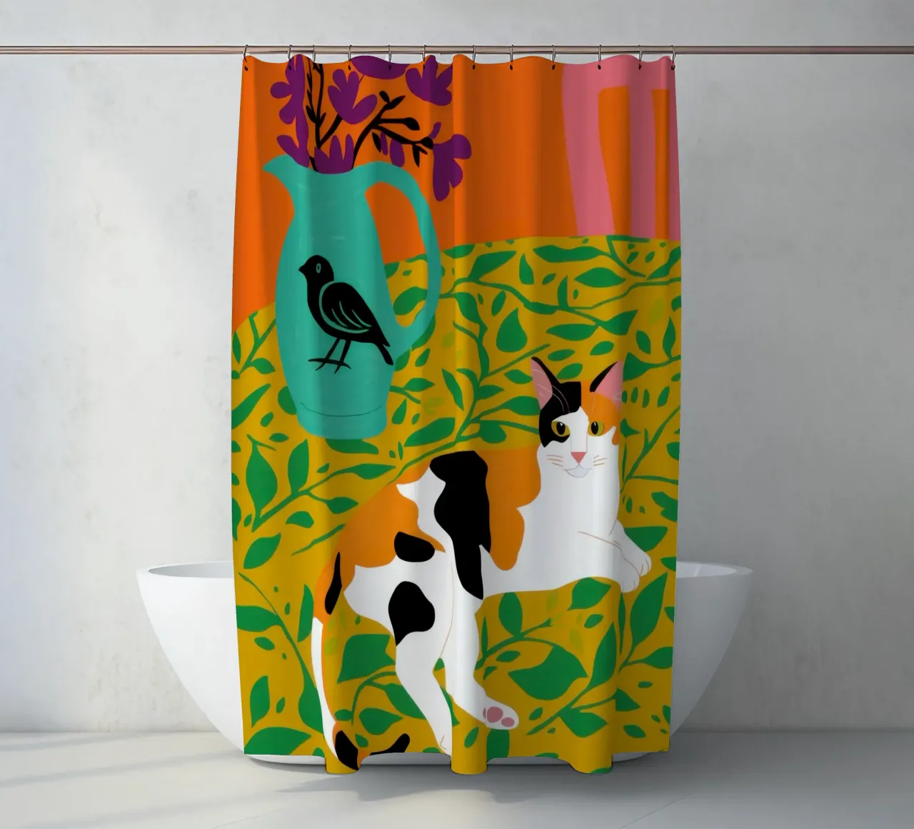 Calico Cat Bird tenda da doccia da Marigold Tiga