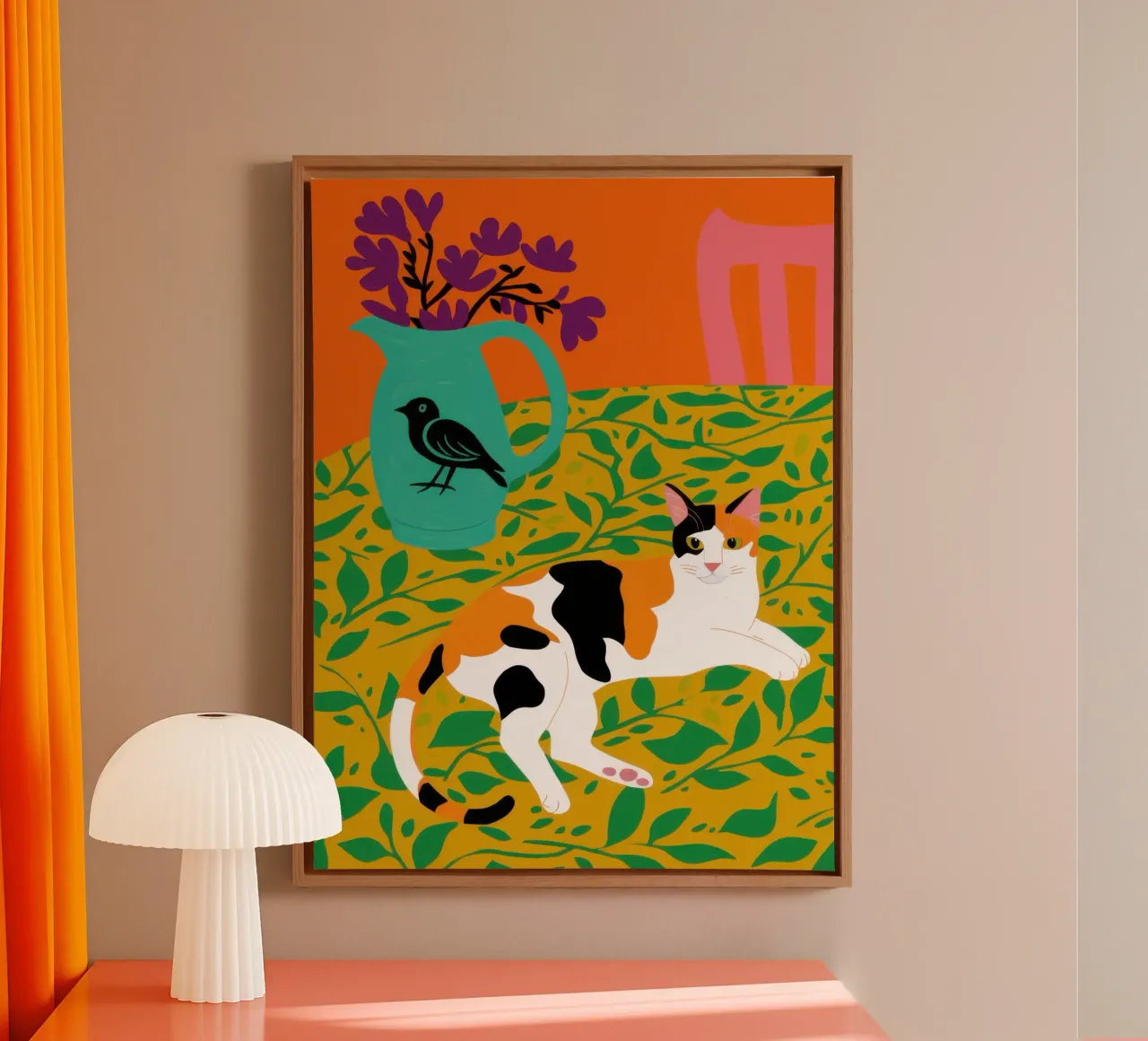 Calico Cat Bird tela da Marigold Tiga