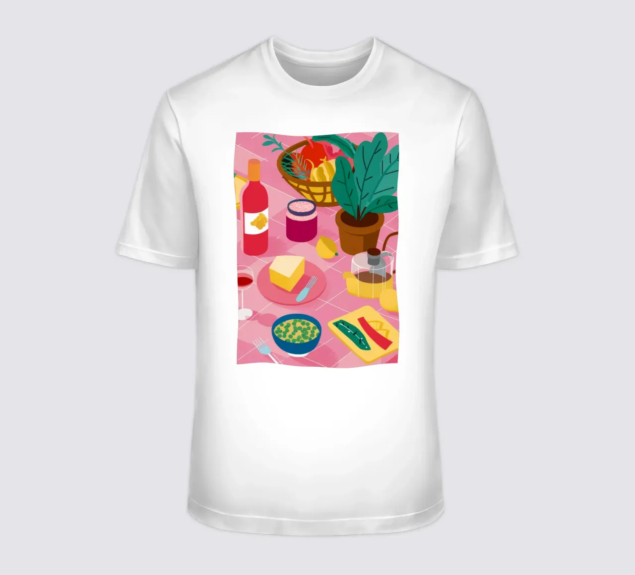 Formaggio e vino Stillness t-shirt da Muse Artworks