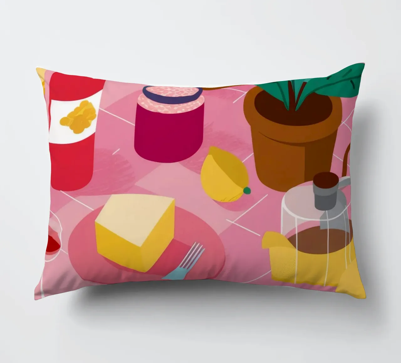 Formaggio e vino Stillness cuscino da Muse Artworks