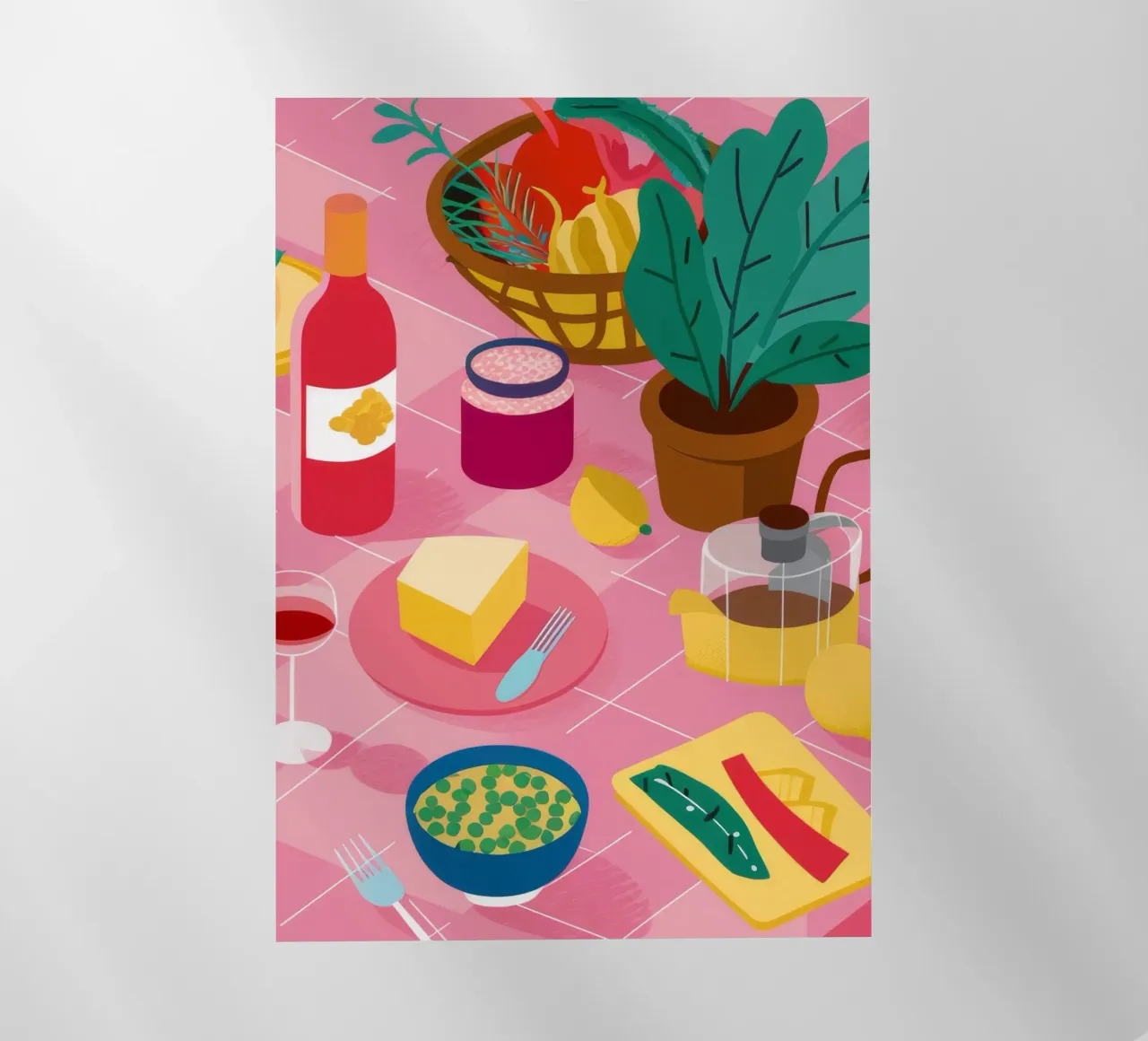 Formaggio e vino Stillness pellicola backlit da Muse Artworks
