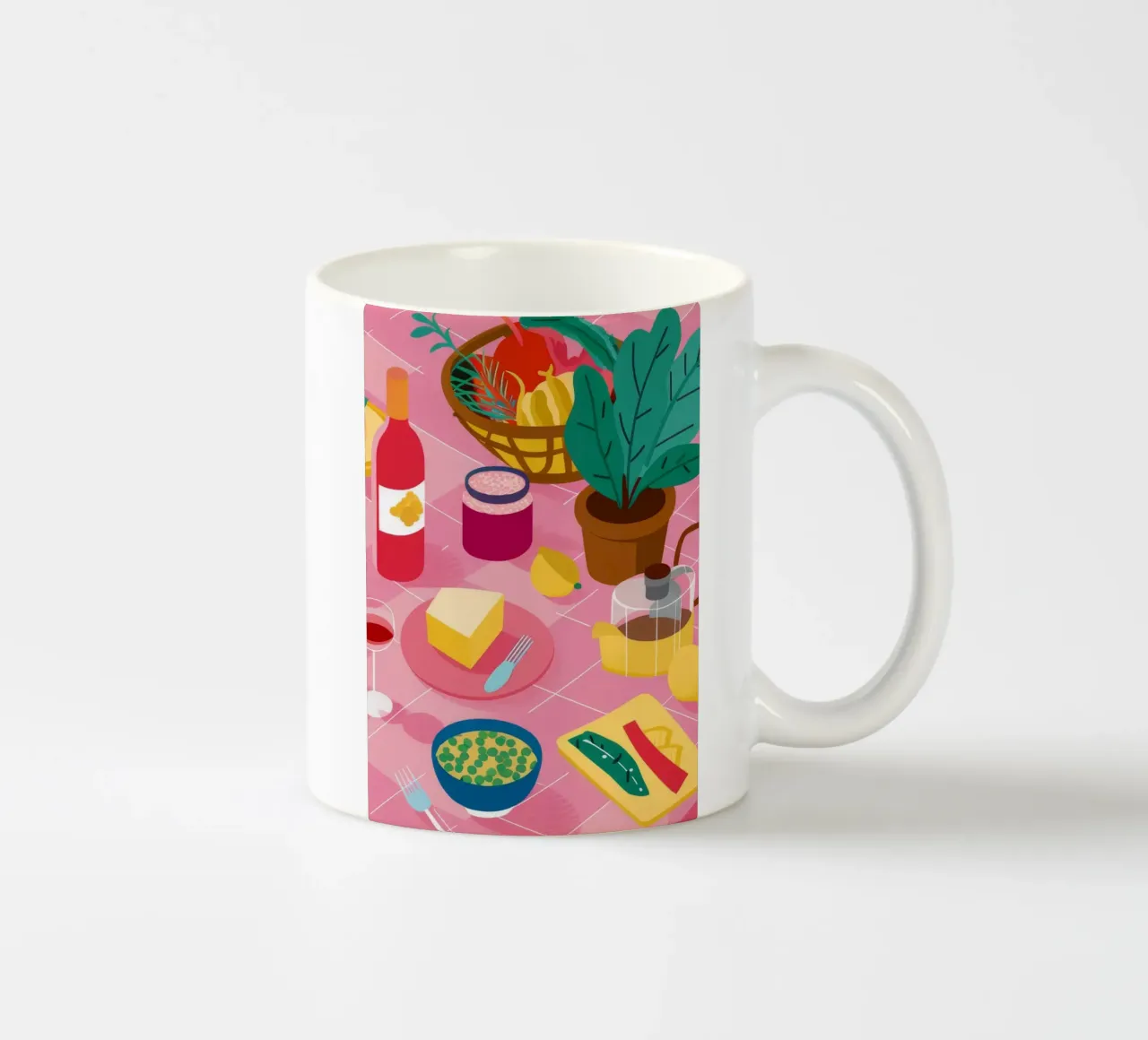Formaggio e vino Stillness tazza in ceramica da Muse Artworks