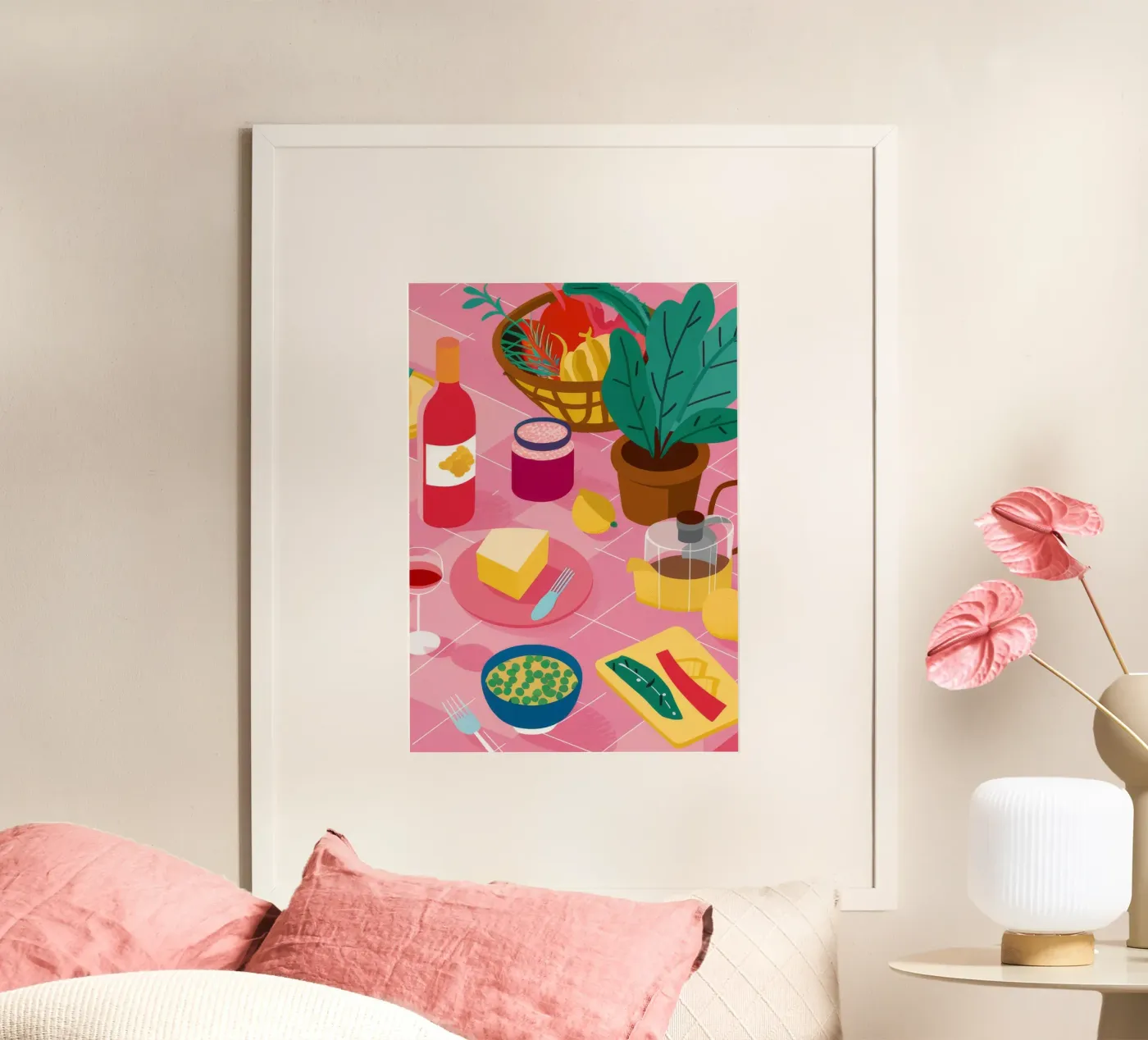 Formaggio e vino Stillness poster da Muse Artworks