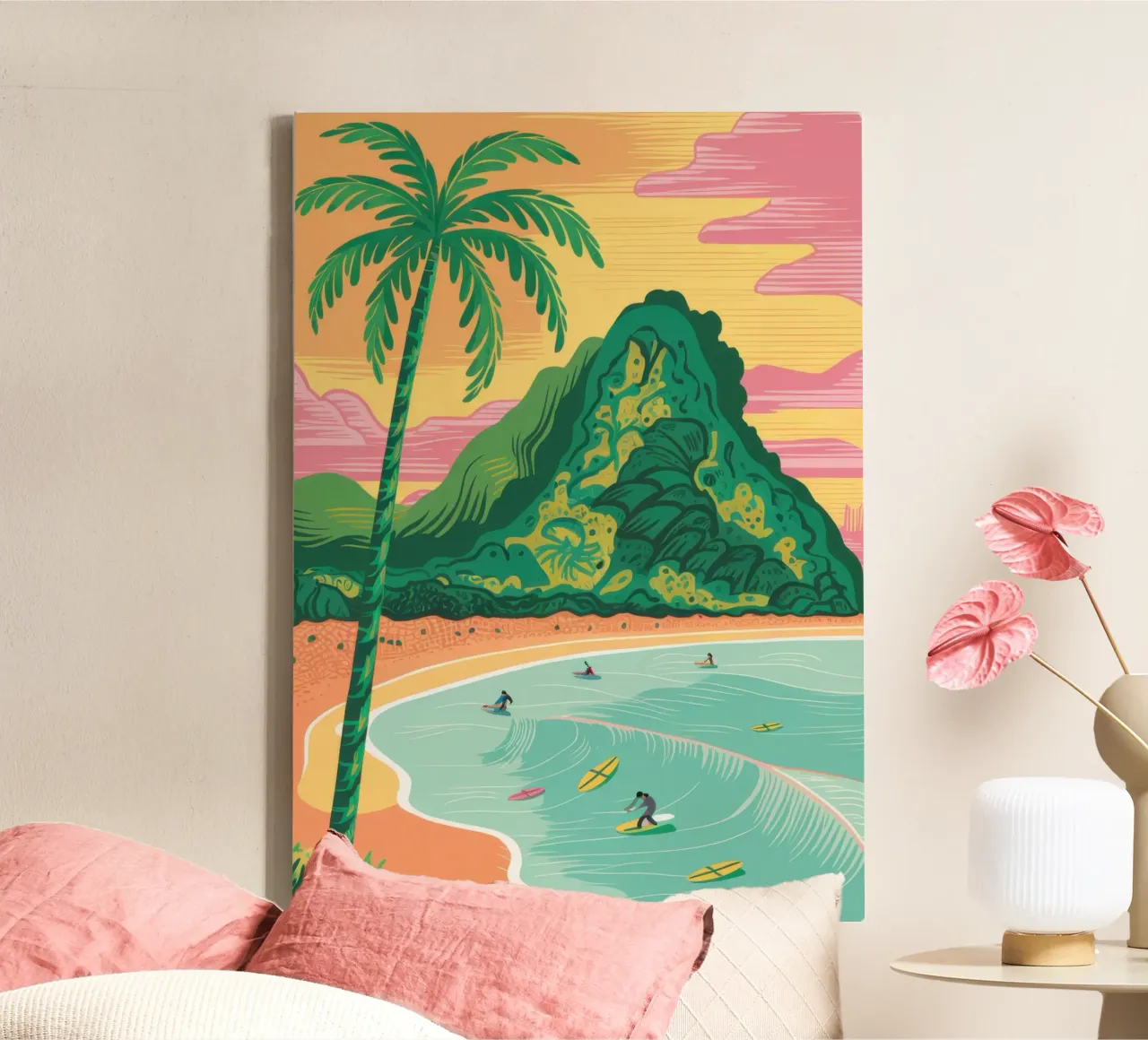 Tropisch strand canvas met Baklijst van Sentinel Glow