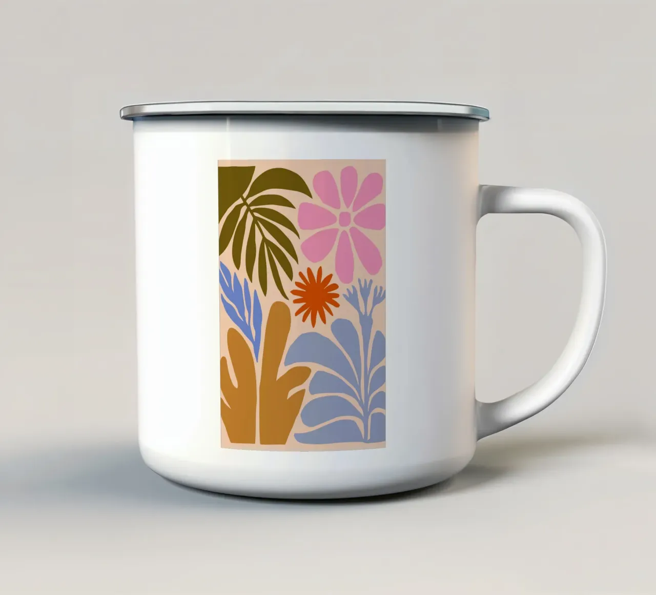 Abstracte Bloemen Natuur Print emaille mok van Patrick J Curtis