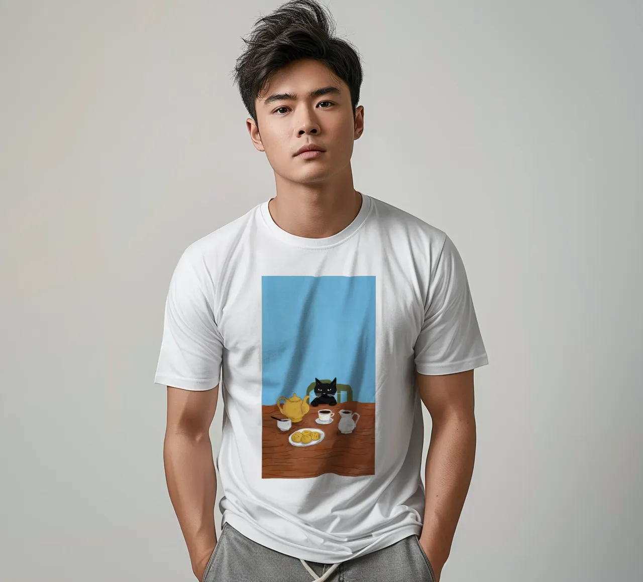 L'ora del tè del gatto nero t-shirt da Marigold Tiga