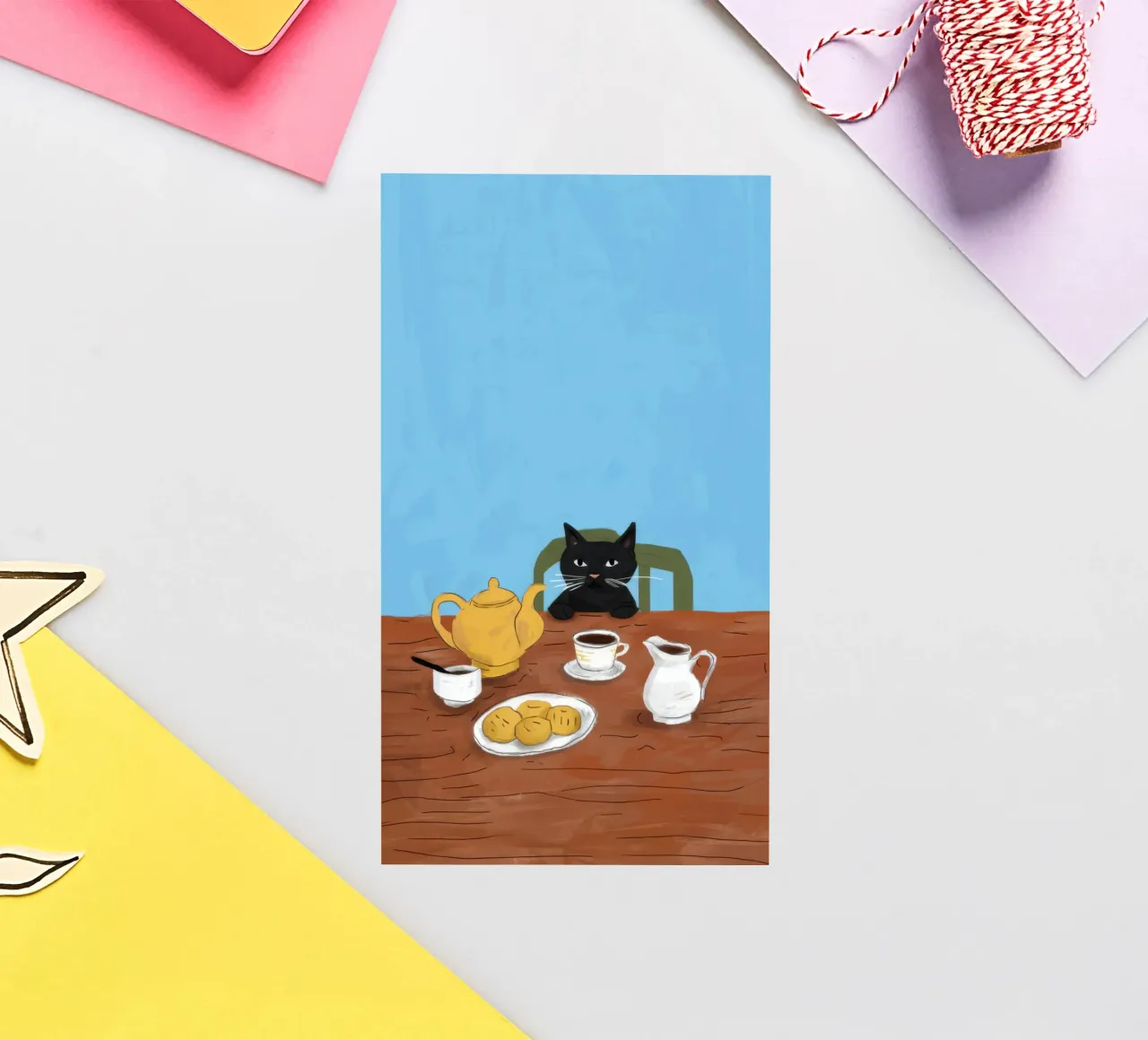 Black Cat Teatime sticker by Marigold Tiga
