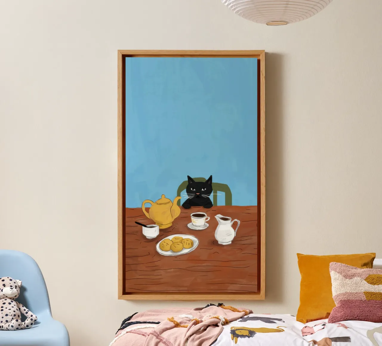 Zwarte Kat Theetijd canvas met Baklijst van Marigold Tiga