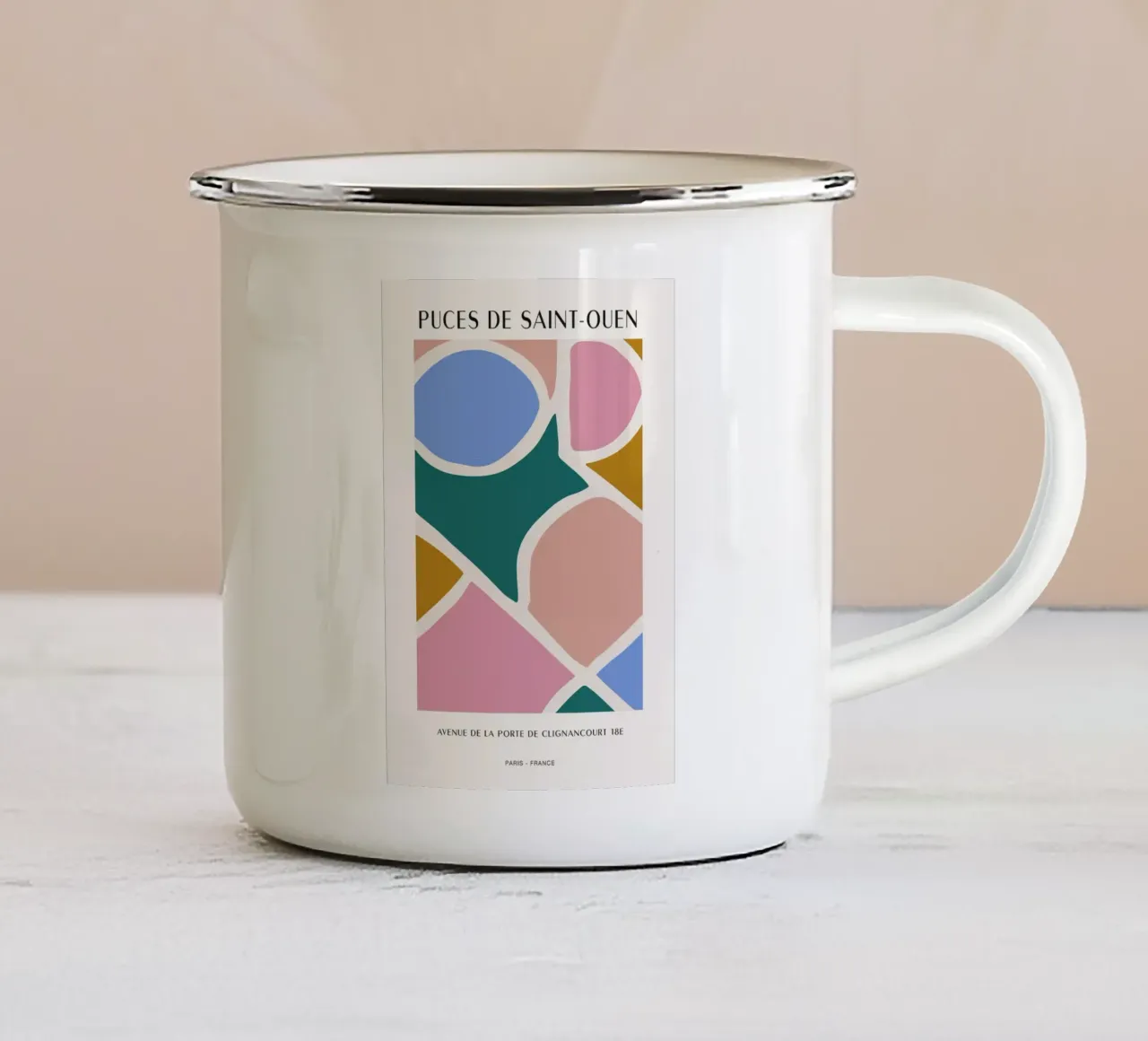 Mercato delle pulci di Parigi tazza in smalto da Patrick J Curtis