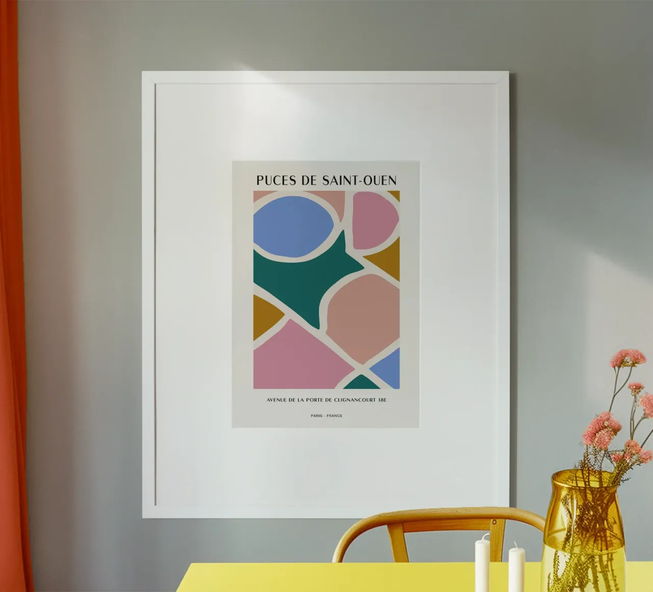 Mercato delle pulci di Parigi poster con telaio in plastica da Patrick J Curtis