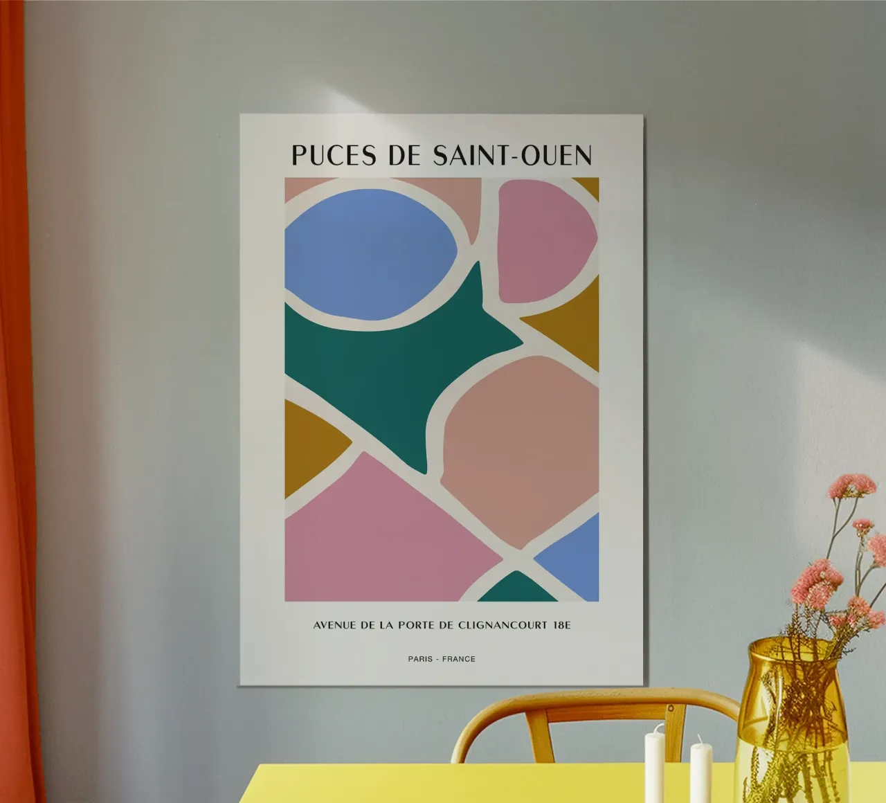 Mercato delle pulci di Parigi poster con telaio in plastica da Patrick J Curtis