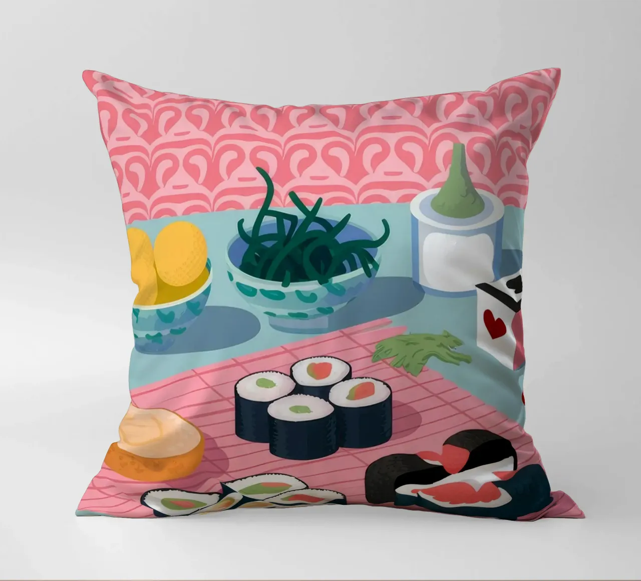 Le plateau de sushi à la perfection coussin de Muse Artworks