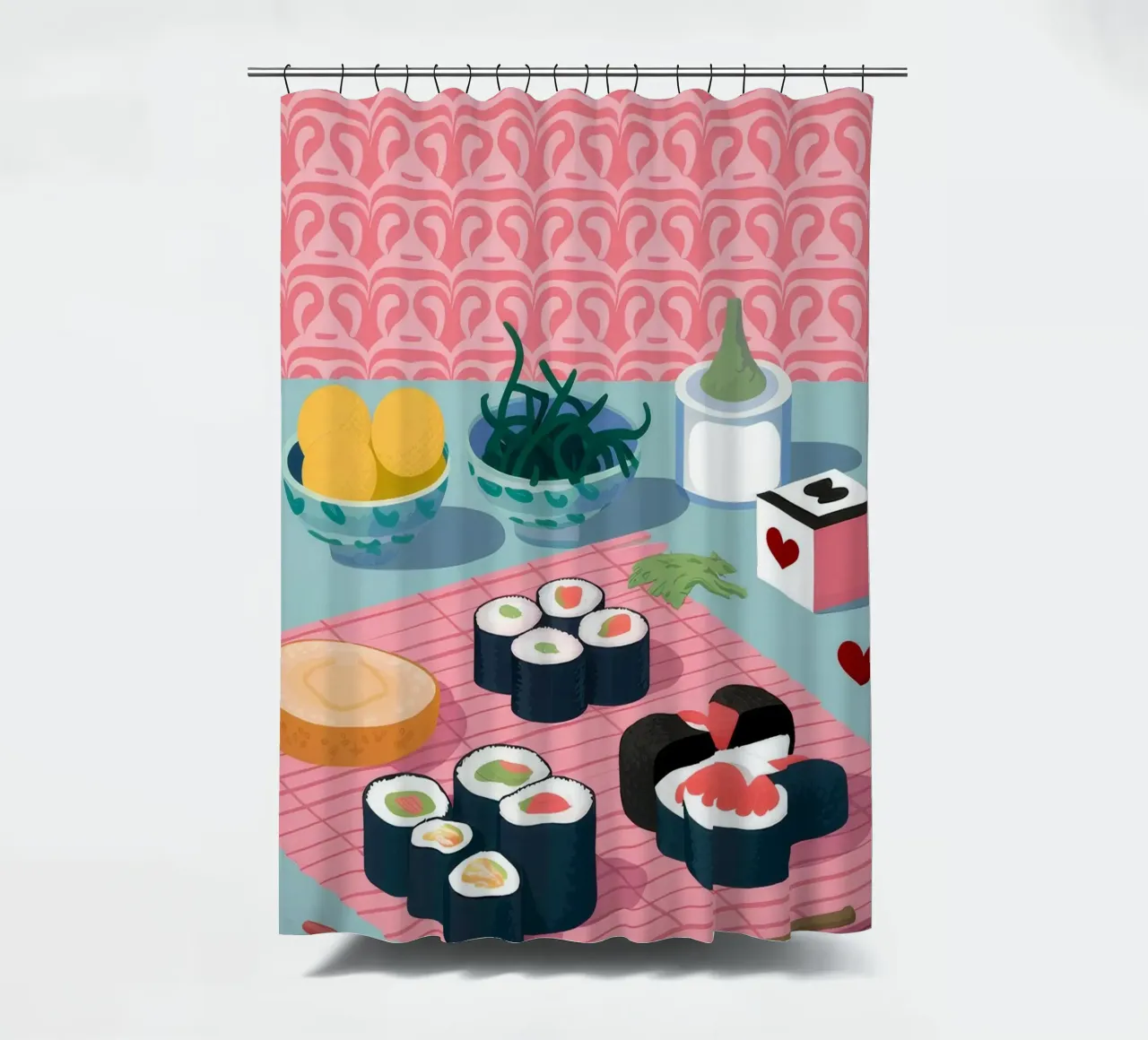 Sushi-Teller Perfektion Duschvorhang von Muse Artworks