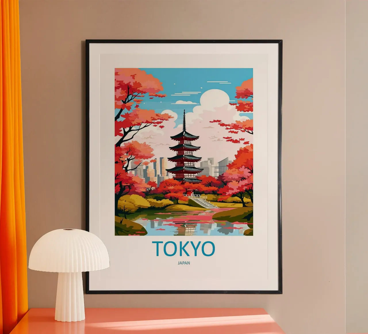 Tokyo Giappone poster con telaio in legno da Travel
