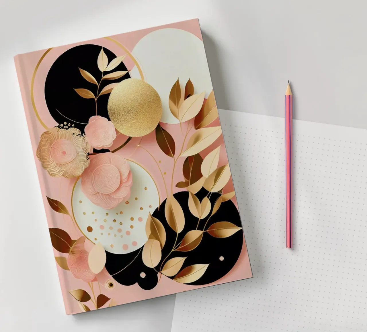 Bubblegum Abstract Minimalistic Aesthetic Floral 2 notebook by Tameo