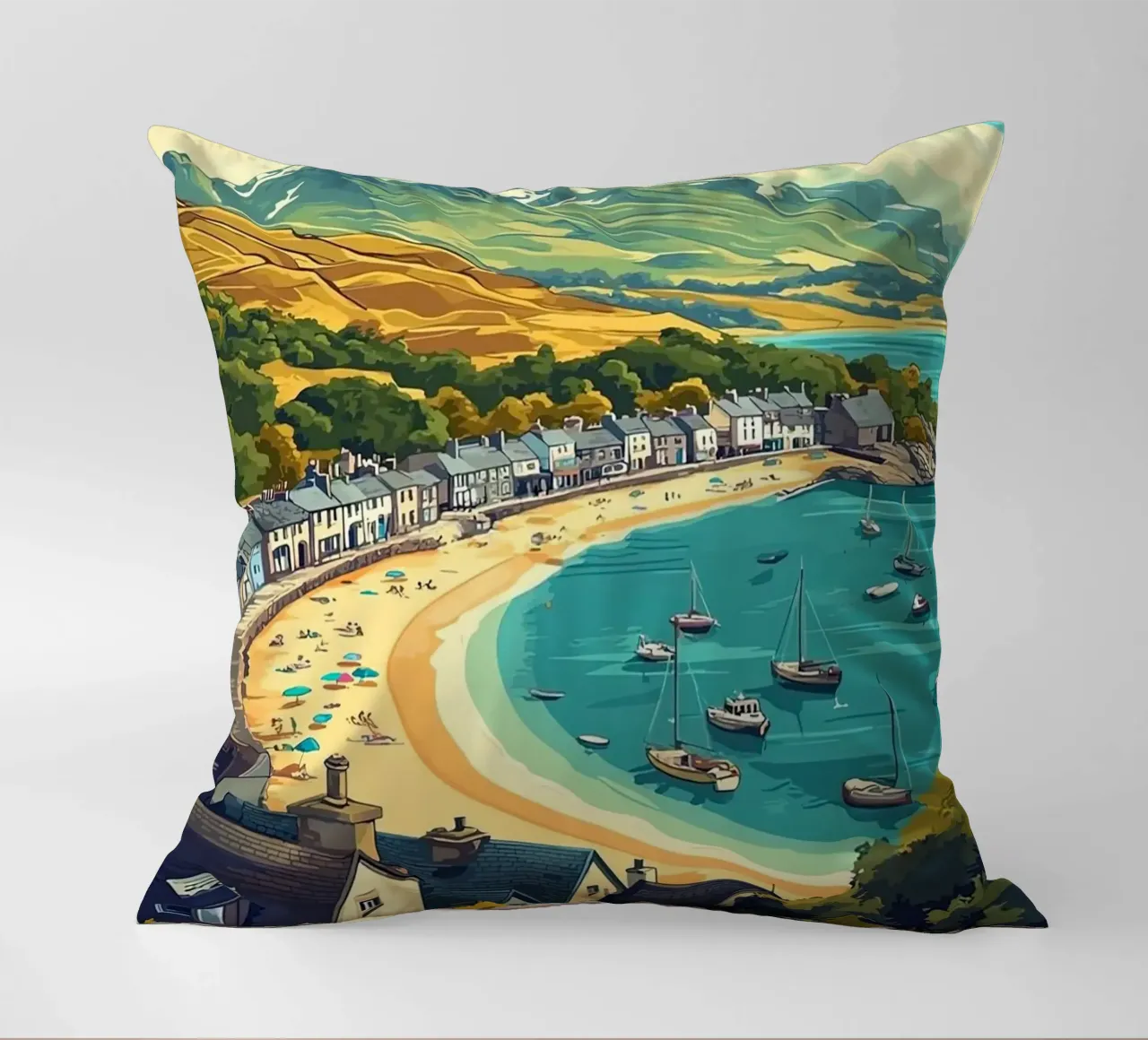 Barmouth Wales Travel decorative cushion by Travel