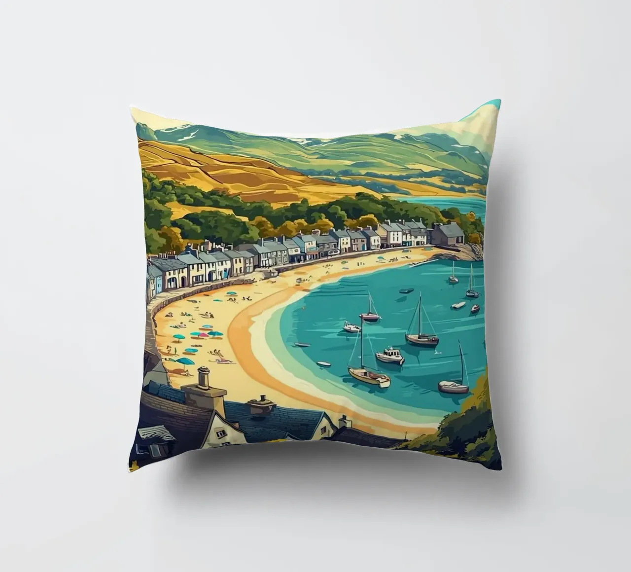 Barmouth Wales Travel decorative cushion by Travel
