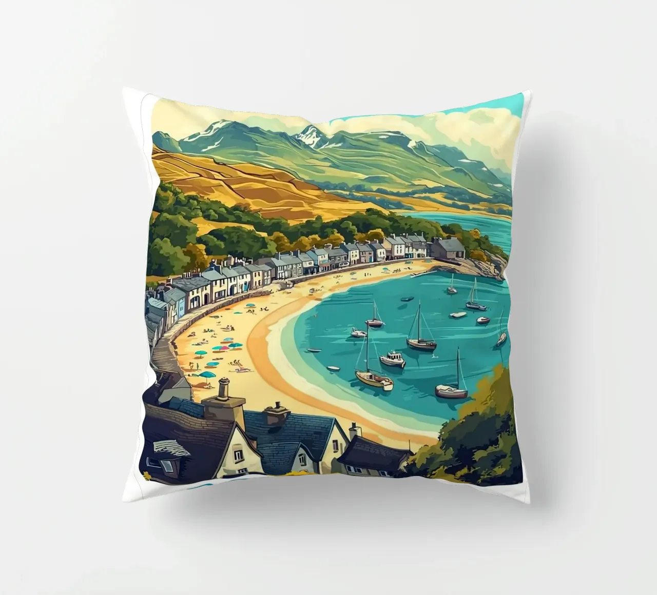 Barmouth Wales Travel decorative cushion by Travel
