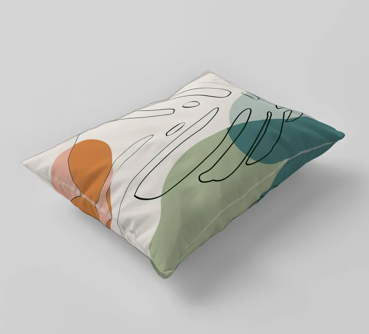 Foglie di Monstera Line Art con forme cuscino da Patrick J Curtis