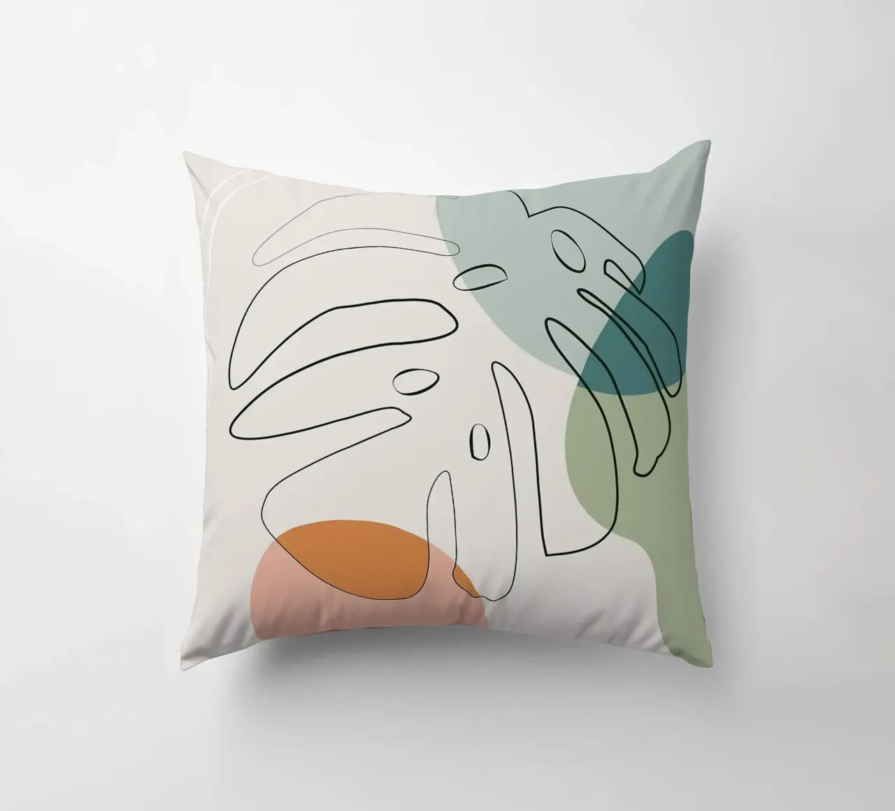 Foglie di Monstera Line Art con forme cuscino da Patrick J Curtis