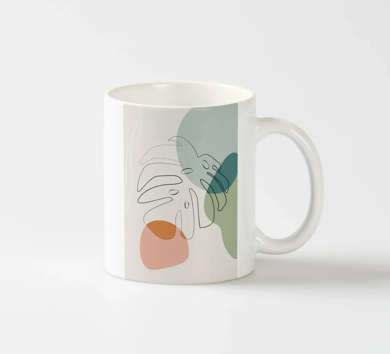 Foglie di Monstera Line Art con forme tazza in ceramica da Patrick J Curtis