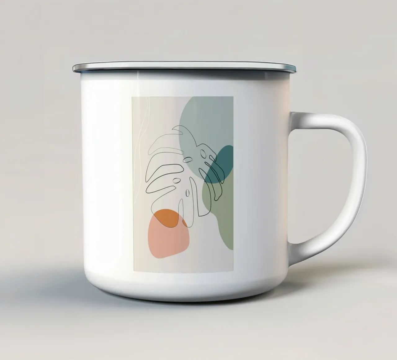 Foglie di Monstera Line Art con forme tazza in smalto da Patrick J Curtis