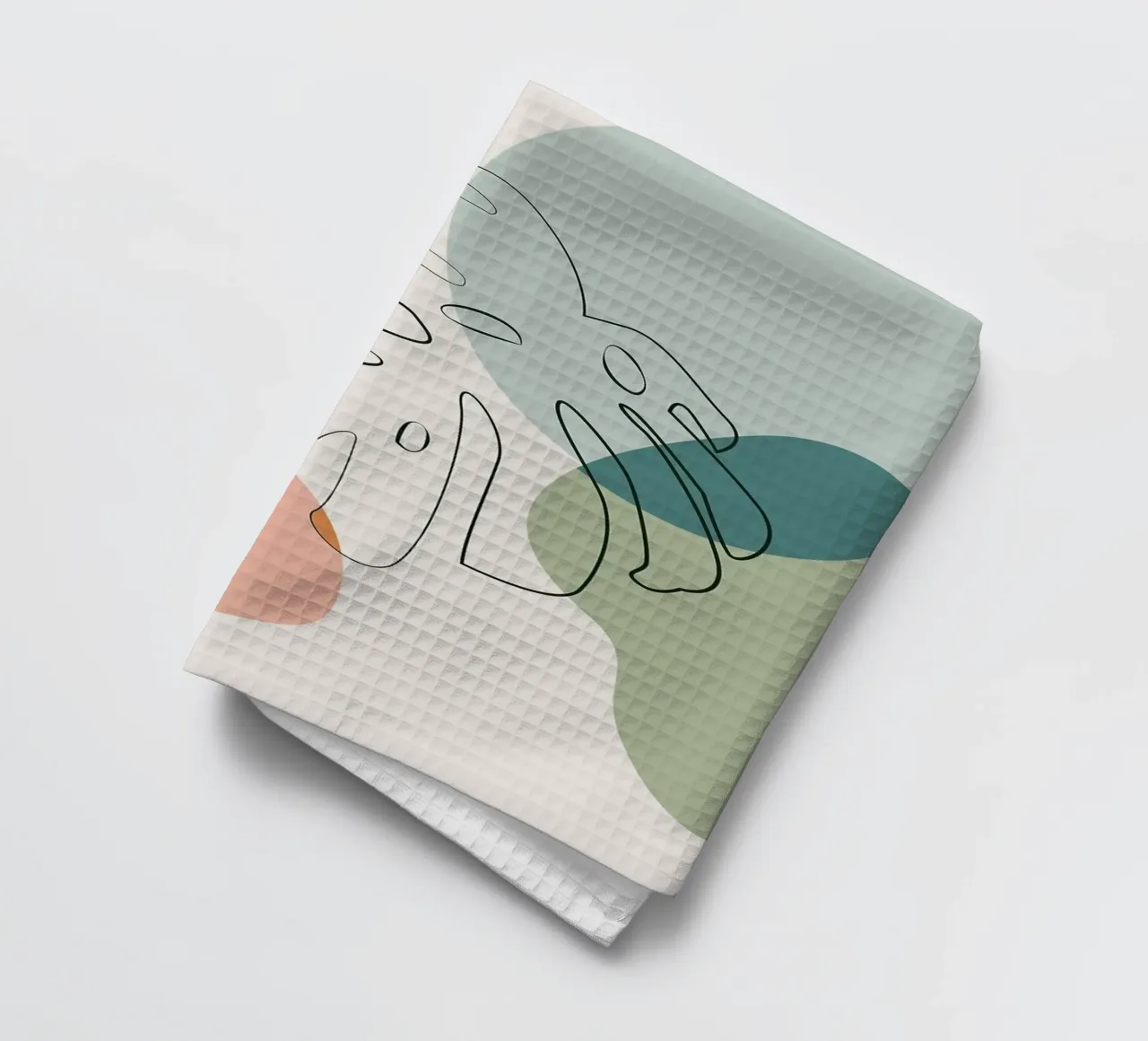 Foglie di Monstera Line Art con forme canovaccio da cucina da Patrick J Curtis