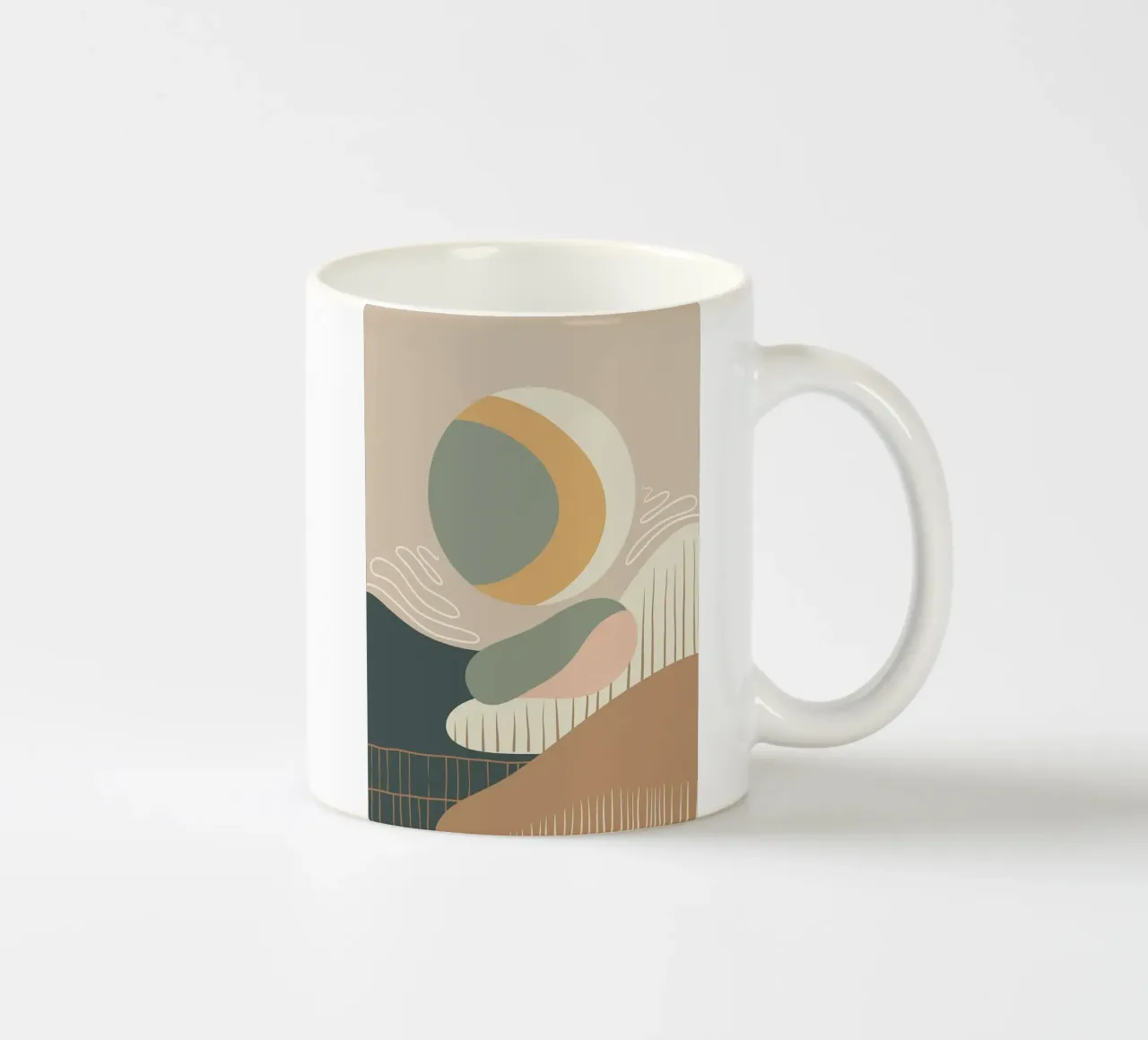 Sereniteit in beweging, modern abstract minimalisme keramische mok van Patrick J Curtis