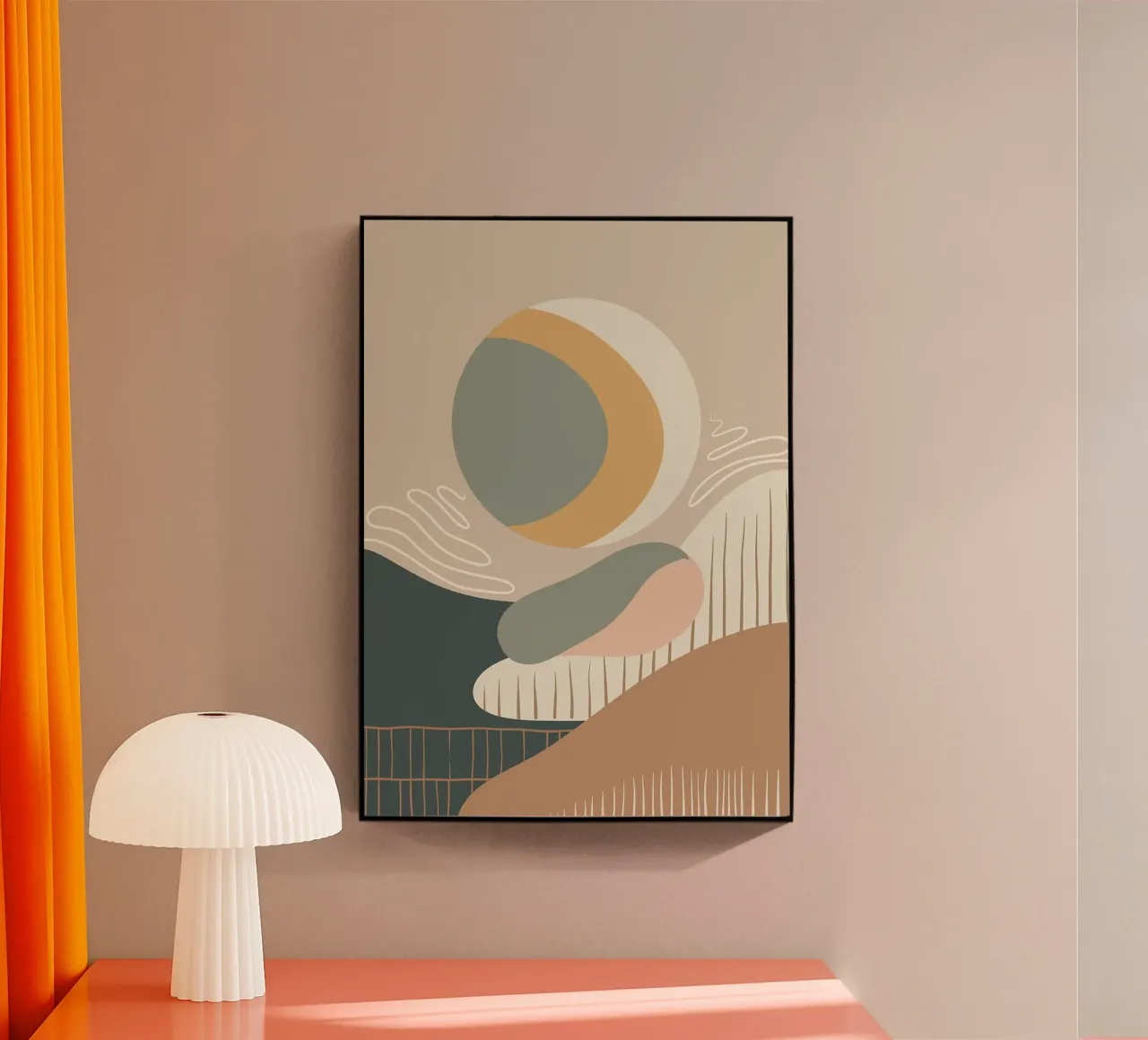 Sereniteit in beweging, modern abstract minimalisme acryl van Patrick J Curtis