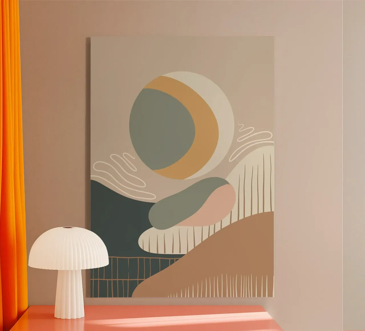Sereniteit in beweging, modern abstract minimalisme acryl van Patrick J Curtis