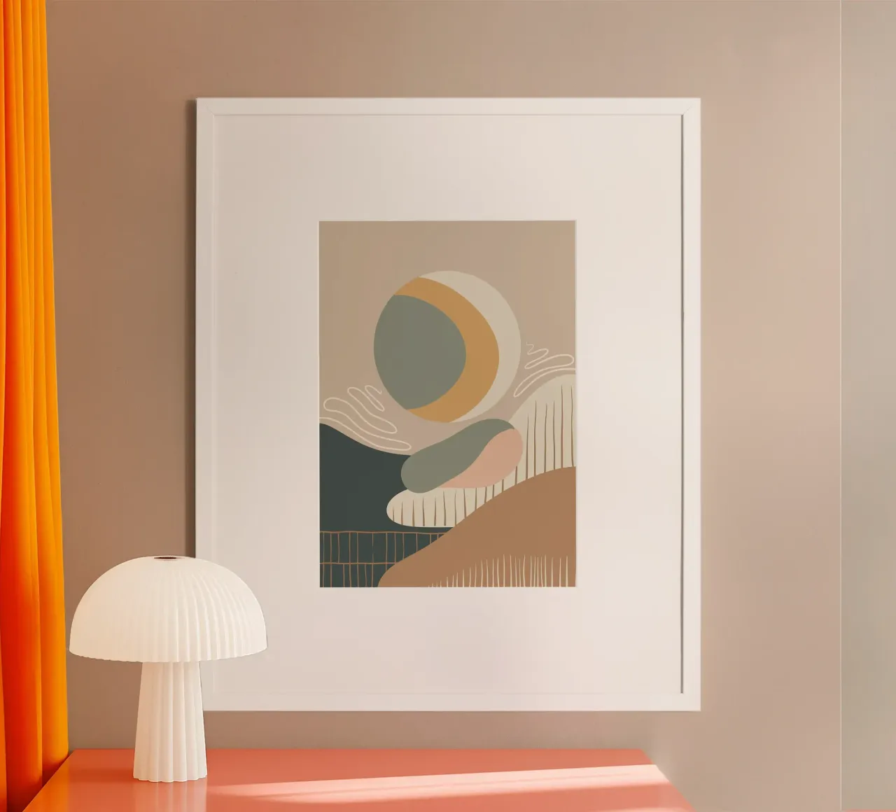 Serenità in movimento, minimalismo astratto moderno poster con telaio in plastica da Patrick J Curtis