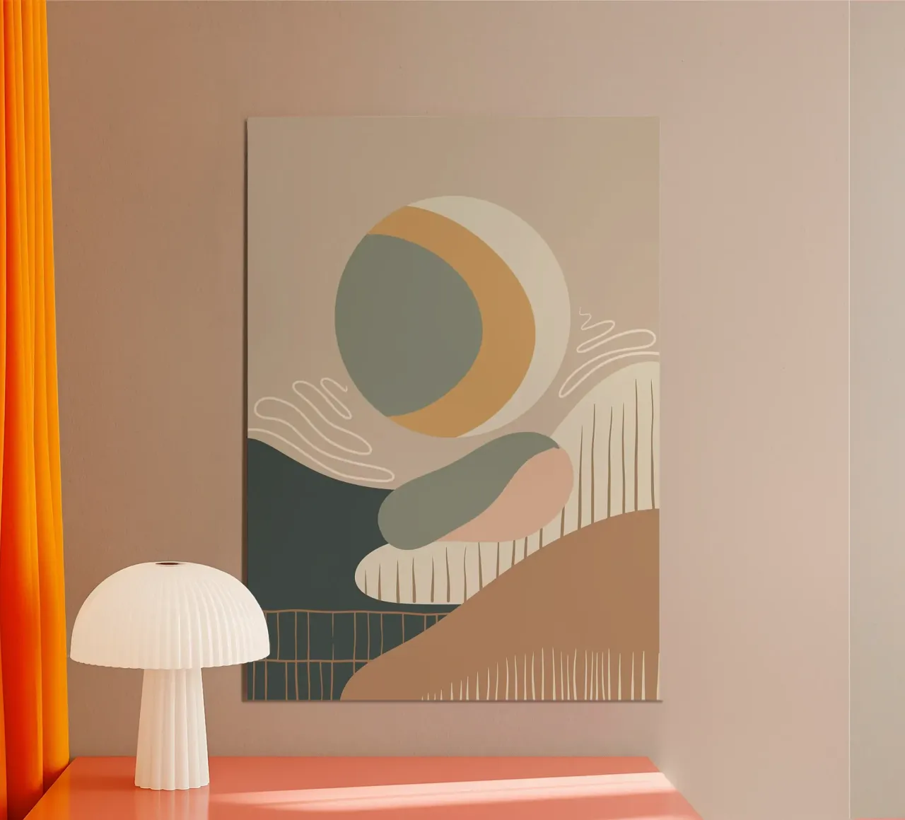 Serenità in movimento, minimalismo astratto moderno poster con telaio in plastica da Patrick J Curtis