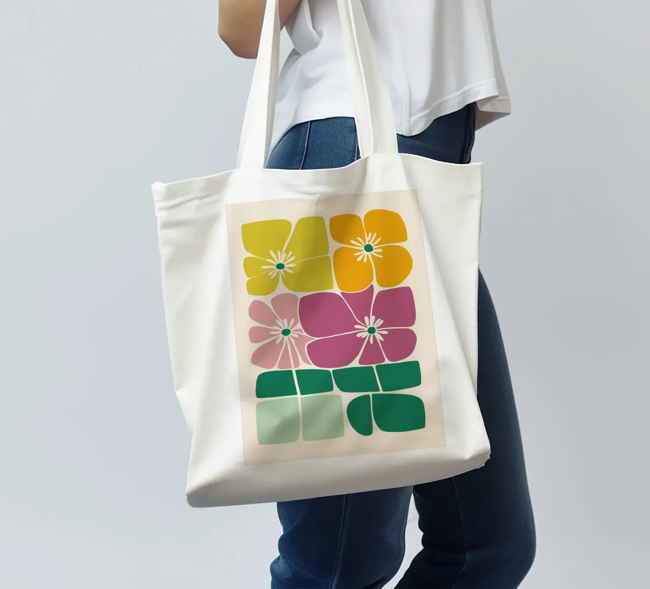 Abstracte bloemenprint jute draagtas van Patrick J Curtis