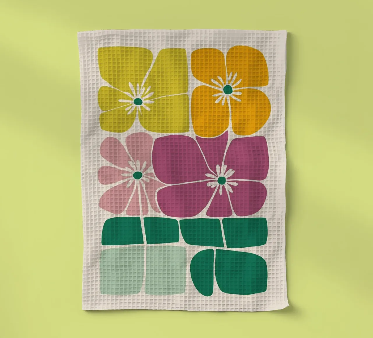 Abstracte bloemenprint theedoek van Patrick J Curtis