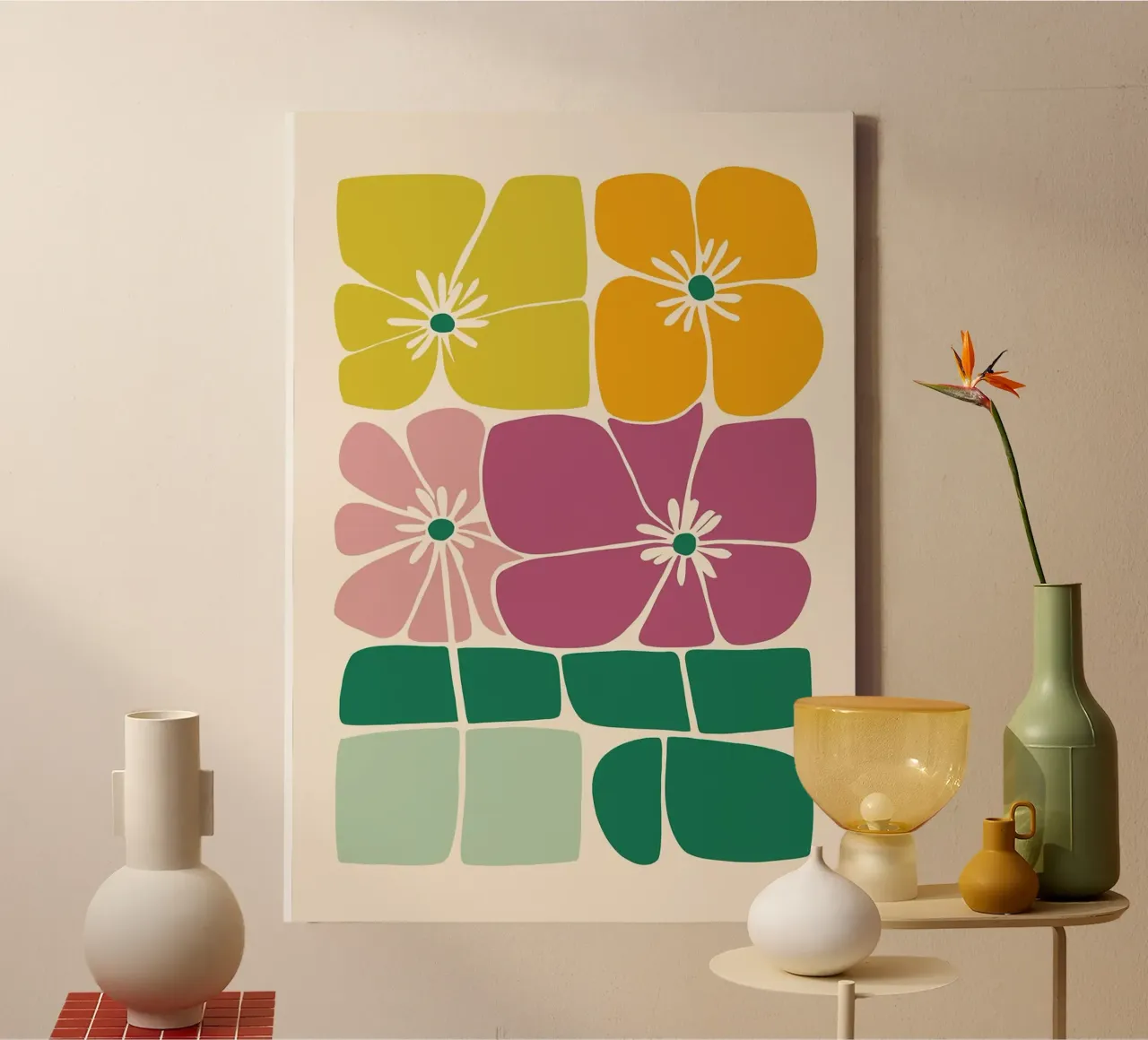 Abstracte bloemenprint canvas van Patrick J Curtis