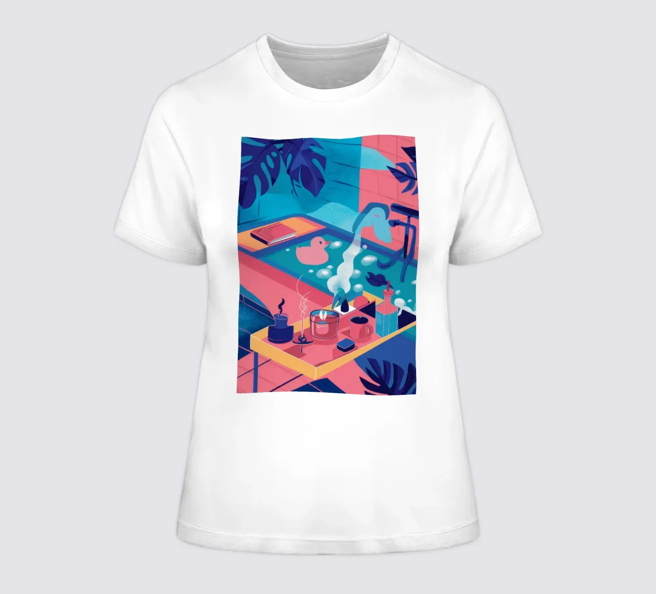 Rooftop Pool Dusk women's fitted t-shirt by Muse Artworks
