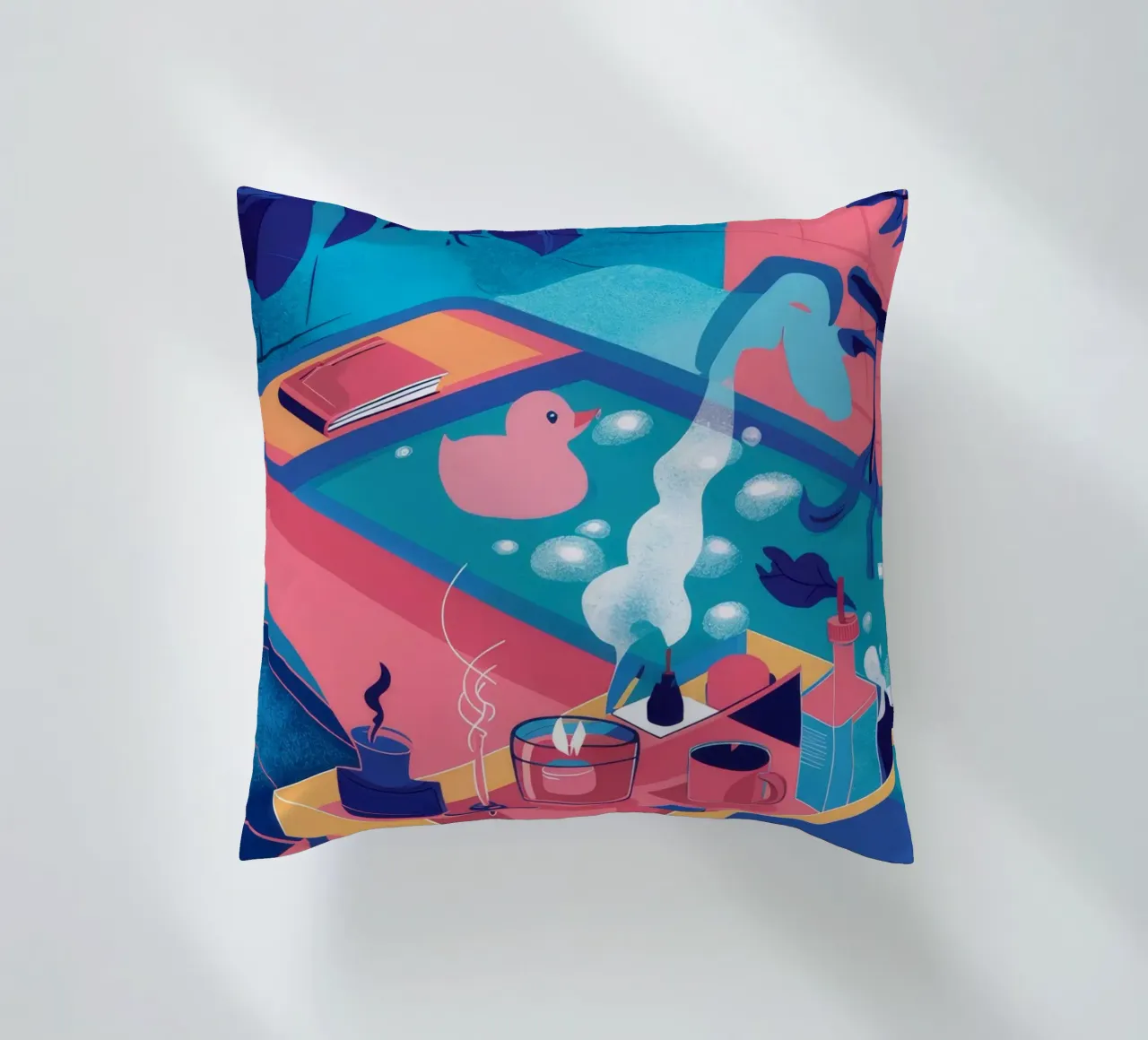 Piscina sul tetto al tramonto cuscino da Muse Artworks