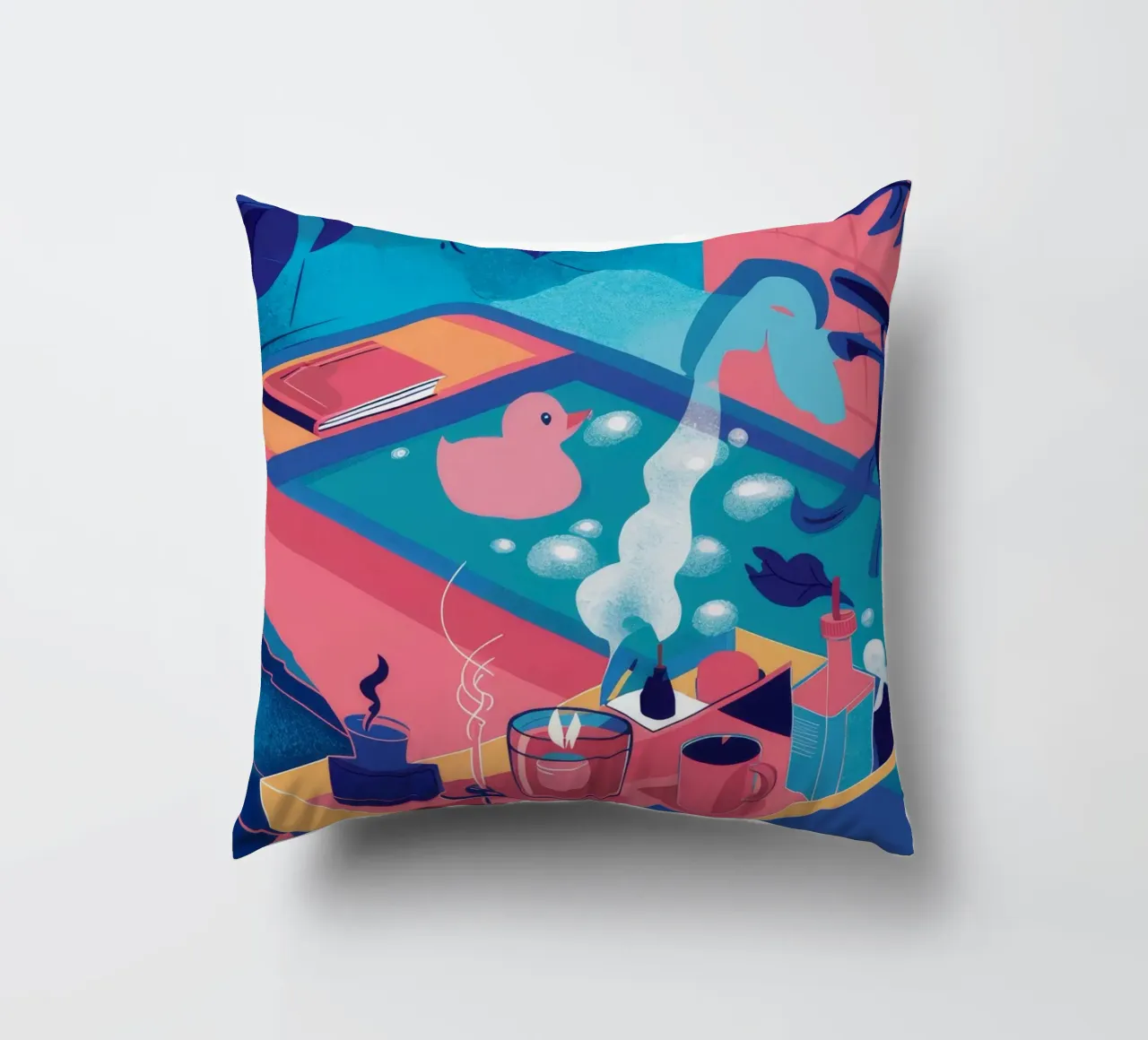 Piscina sul tetto al tramonto cuscino da Muse Artworks