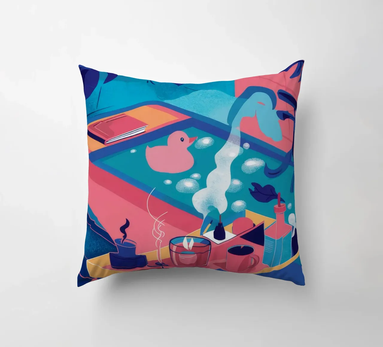 Piscina sul tetto al tramonto cuscino da Muse Artworks