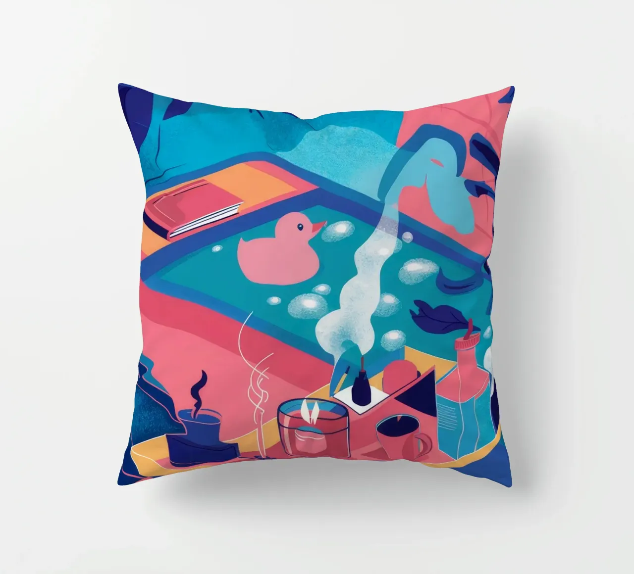 Piscina sul tetto al tramonto cuscino da Muse Artworks