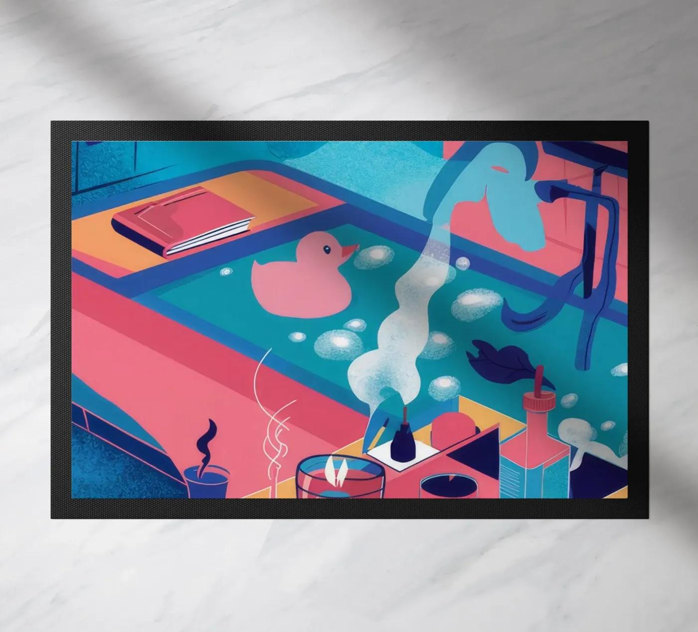 Rooftop Pool Dusk doormat by Muse Artworks