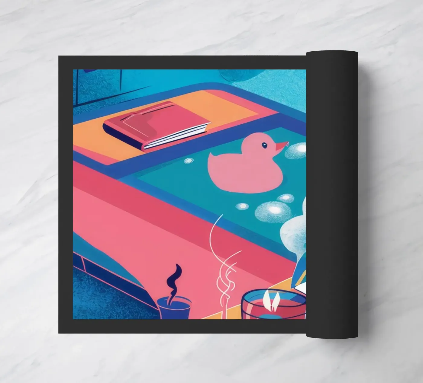 Rooftop Pool Dusk doormat by Muse Artworks