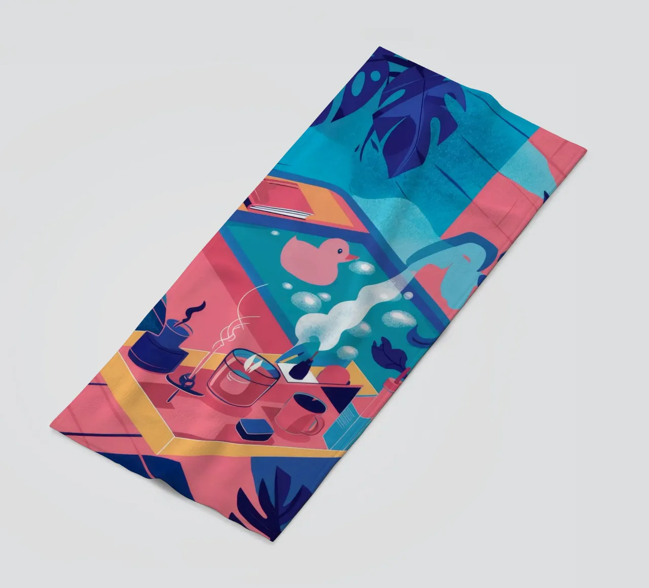 Rooftop Pool Dusk beach towel by Muse Artworks