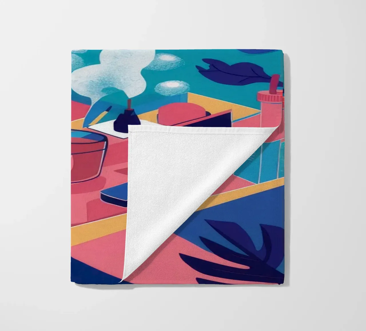 Rooftop Pool Dusk beach towel by Muse Artworks
